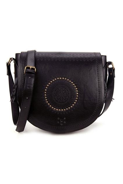 Oasap Rivet Embellished Flab Single Handle Tasseled Shoulder Bag