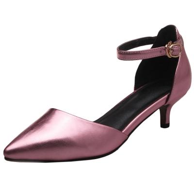 Oasap Pointed Toe Medium Heels Ankle Strap Pumps