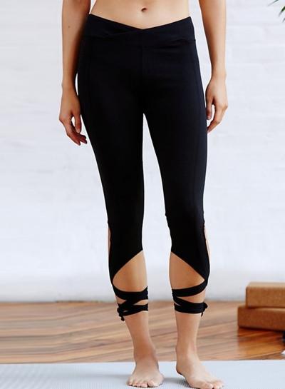 Oasap Women's Solid Color Skinny Bandage Cropped Sports Leggings