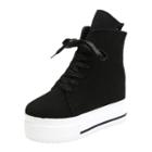Oasap High Top Height Increasing Round Toe Platform Flat Shoes
