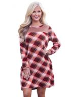Oasap Round Neck Long Sleeve Color Block Plaid Dress With Pockets