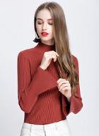 Oasap Fashion Solid Flare Sleeve Mock Neck Sweater