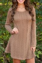 Oasap Simple Cable Knit Round Neck Sweater Dress