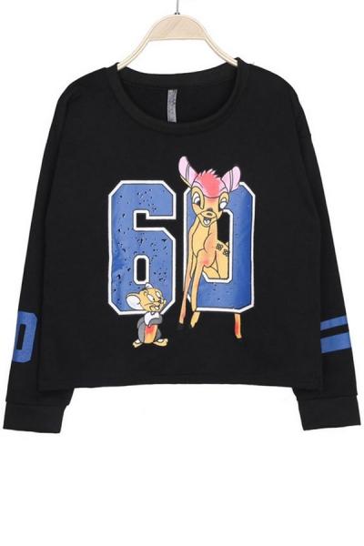 Oasap 60 Animal Cropped Sweatshirt
