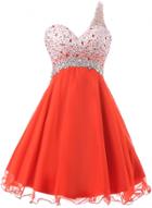 Oasap Women's Rhinestone Trim One Shoulder Scoop Back Cocktail Dress