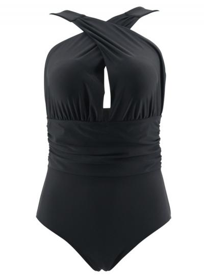 Oasap Sleeveless Backless Solid Color One Piece Swimwear