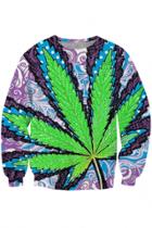 Oasap Chic Dimensional Leaf Print Sweatshirt