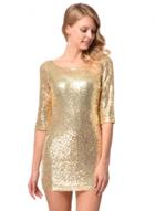 Oasap Round Neck Sequins Decoration Half Sleeve Cocktail Dress