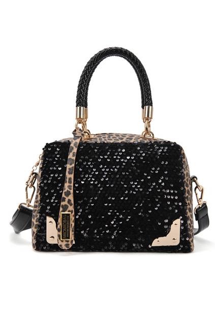 Oasap Leopard Skin Print Sequin Embellished Shoulder Bag