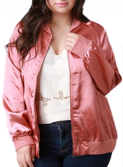 Oasap Women's Fashion Oversized Satin Bomber Jacket
