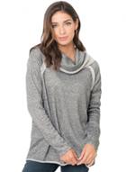 Oasap Long Sleeve Gray Raw Edge Cowl Neck Pullover Sweatshirt