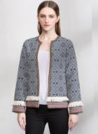 Oasap Round Neck Floral Printed Jackets