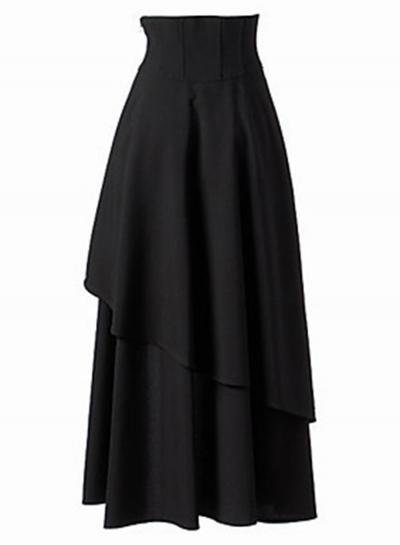 Oasap Gothic High Waist Lace-up Irregular Maxi Skirt
