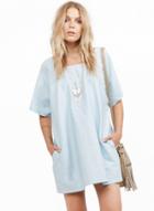 Oasap Casual Square Neck Half Sleeve Loose Fit Dress
