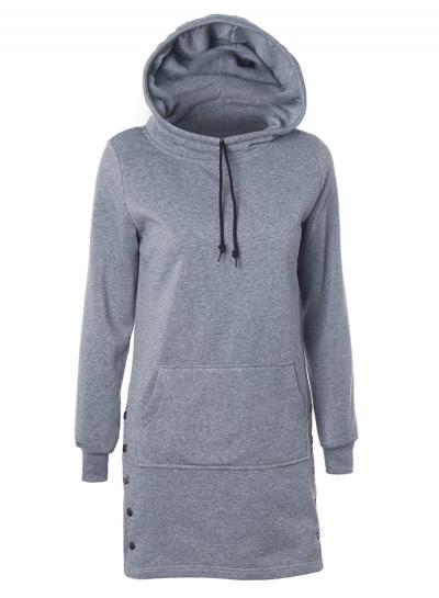 Oasap Fashion Long Sleeve Solid Longline Hoodie
