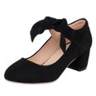 Oasap Solid Color Bow Round Toe Elastic Band Shoes
