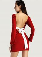 Oasap Backless Bows Decoration Slim Fit Party Dress