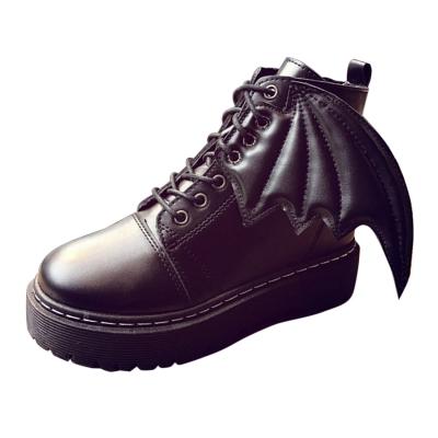 Oasap Lace-up Flat Platform Wing Ankle Boots