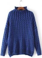 Oasap Cable Knit High Neck Loose Fit Design Sweater