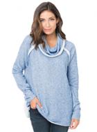 Oasap Fashion Raw Edge Cowl Neck Pullover Sweatshirt