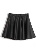 Oasap All-matching Black A-line Pu Mini Skirt