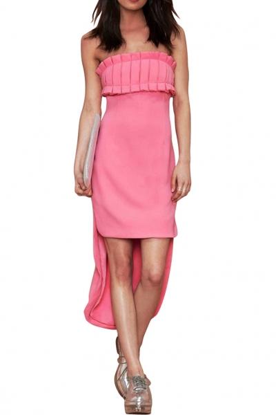 Oasap Grace Hot Pink Pleated Bodycon Dovetail Dress