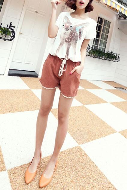 Oasap Korean Low Waist Drawstring Shorts