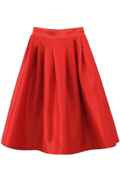 Oasap Stretch-knit Pleated Medi Skirt