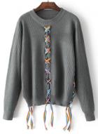 Oasap Fashion Contrast Lace-up Knit Sweater