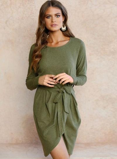 Oasap Round Neck Asymmetric Mini Dresses