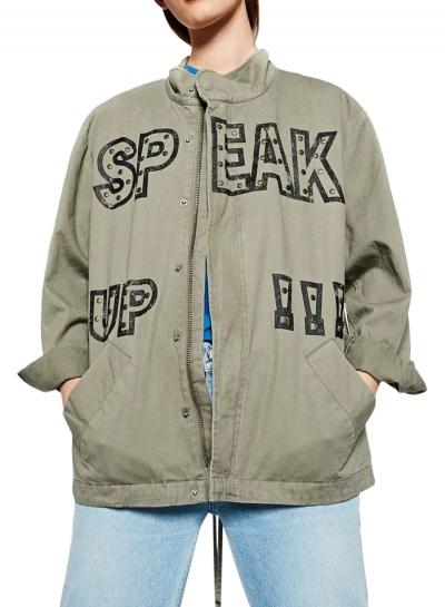 Oasap Women's Long Sleeve Snap Button Zipper Print Jacket