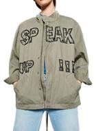 Oasap Women's Long Sleeve Snap Button Zipper Print Jacket