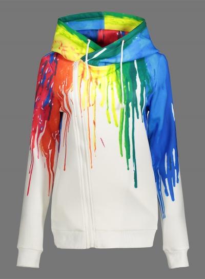 Oasap Fashion Long Sleeve Slant Zipper Hoodie