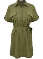 Oasap Women's Button Front Tie Waist Shirt Dress