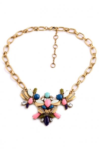 Oasap Divine Colorblocked Faux Stone Necklace