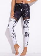 Oasap Fashion Floral Printed Mesh Stretchy Yoga Pants