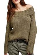 Oasap Women's Off Shoulder Long Sleeve Loose Knitted Sweater