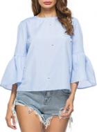 Oasap 3/4 Flare Sleeve Pearls Pullover Blouse