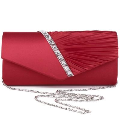 Oasap Pleated Rhinestone Evening Envelope Clutch Bag