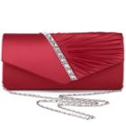 Oasap Pleated Rhinestone Evening Envelope Clutch Bag