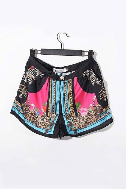 Oasap Lion Print High Waist Mini Shorts