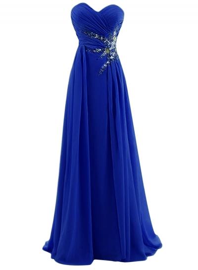 Oasap Elagant Strapless Beading Floor-length Chiffon Prom Dress