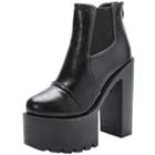 Oasap Women's Solid Color High Platform Ankle Boots