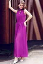 Oasap Cut-out Neck Side Slit Party Chiffon Dress