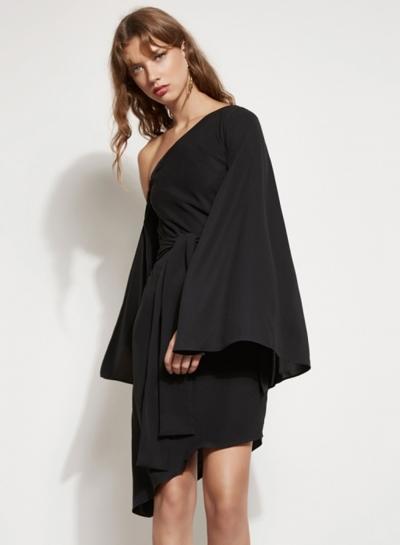 Oasap One Shoulder Slit Sleeve Irregular Dress
