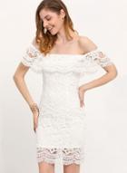 Oasap Slash Neck Off Shoulder Lace Bodycon Dress