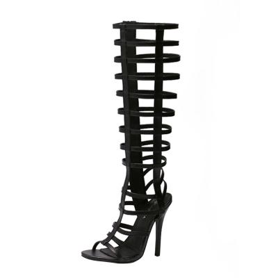 Oasap Vintage Hollow Out Stiletto Gladiator Boots Sandals