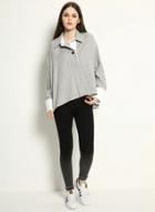 Oasap Turn-down Collar Long Sleeve Loose Stripped Shirt