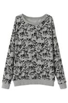 Oasap Plentiful Skull Pattern Sweatshirt