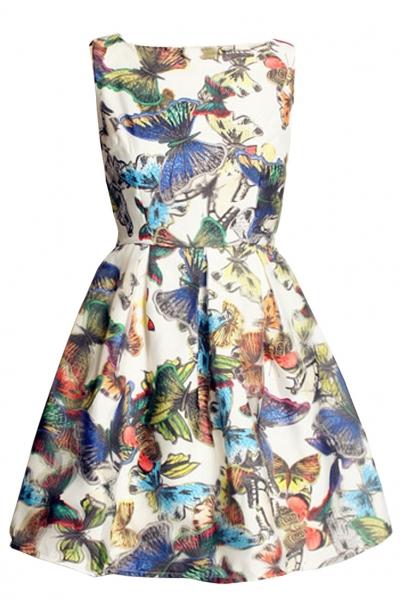 Oasap Favorite Butterfly Print Organza Skater Dress